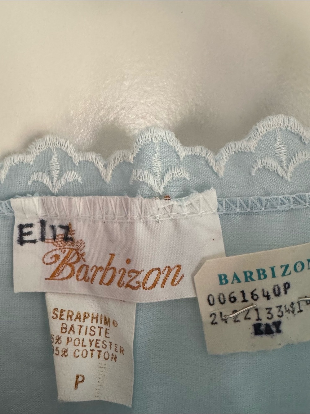 NWT Vintage Barbizon Nightgown Blue Lace Eyelet Bodice Cottagecore Prairie 80s - Picture 5 of 10